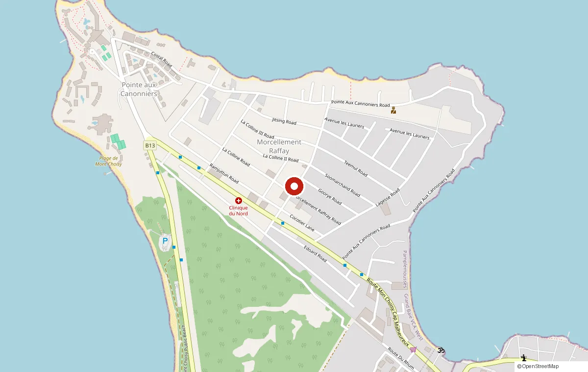 Carte — Casse Ghoon Road, Pointe aux Canonniers